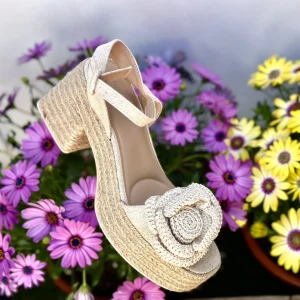 Sandalia esparto con flor CF-5036