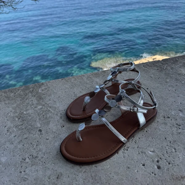 Dedo sandalias plateada